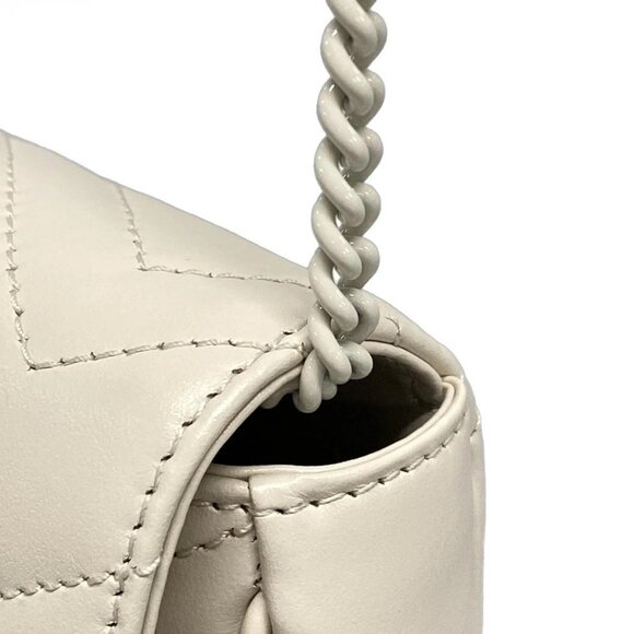 Auth GUCCI GG Marmont Quilted Leather Super Mini Bag 476433 Cream Lambskin - Picture 7 of 16